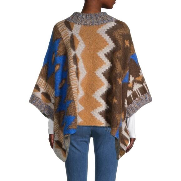 NWT Free People Wool Alpaca Blend Knit Poncho Sweater Medium Boho Cozy Fall - Picture 2 of 10